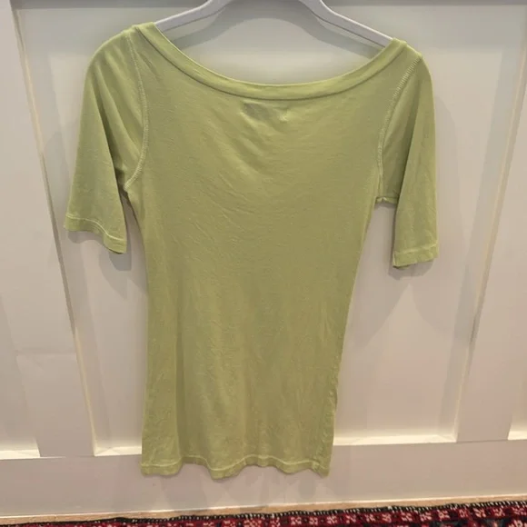 Women's OS Scoop neck 100% cotton Michael Stars Light Green knit Top - Picture 3 of 5